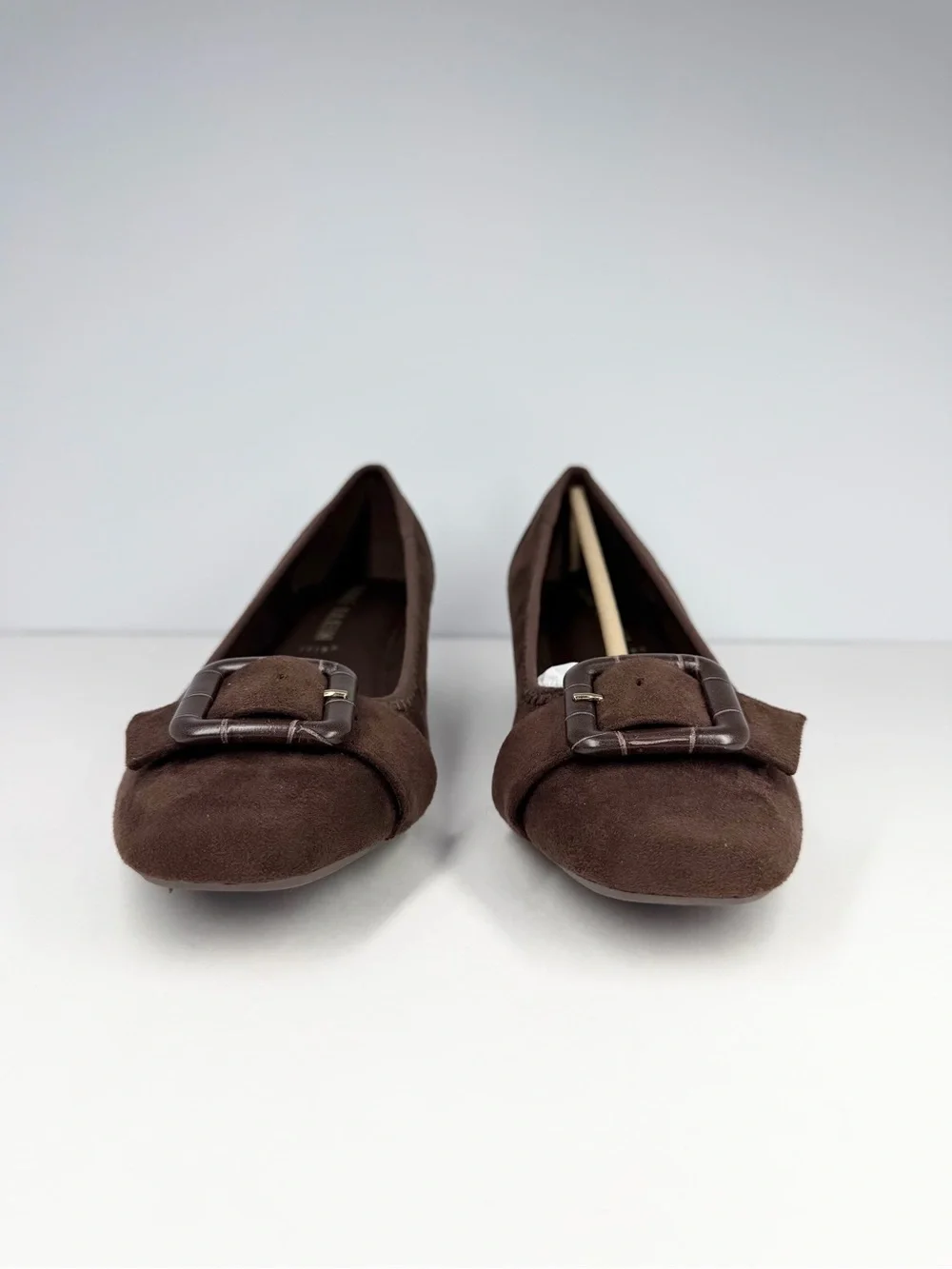 Anne Klein Women's Wyatt Buckle Wedge Pumps Brown Size 8.5M